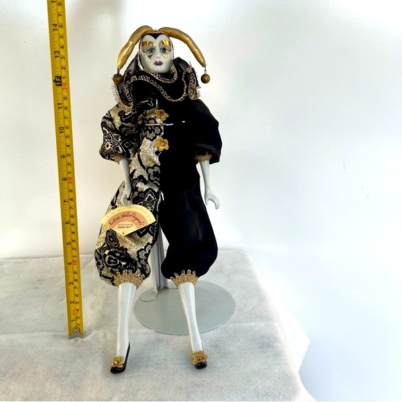 1980s Harlequin Pierrot Porcelain Doll with Stand 
House of Global Art Victoria - Picture 9 of 16